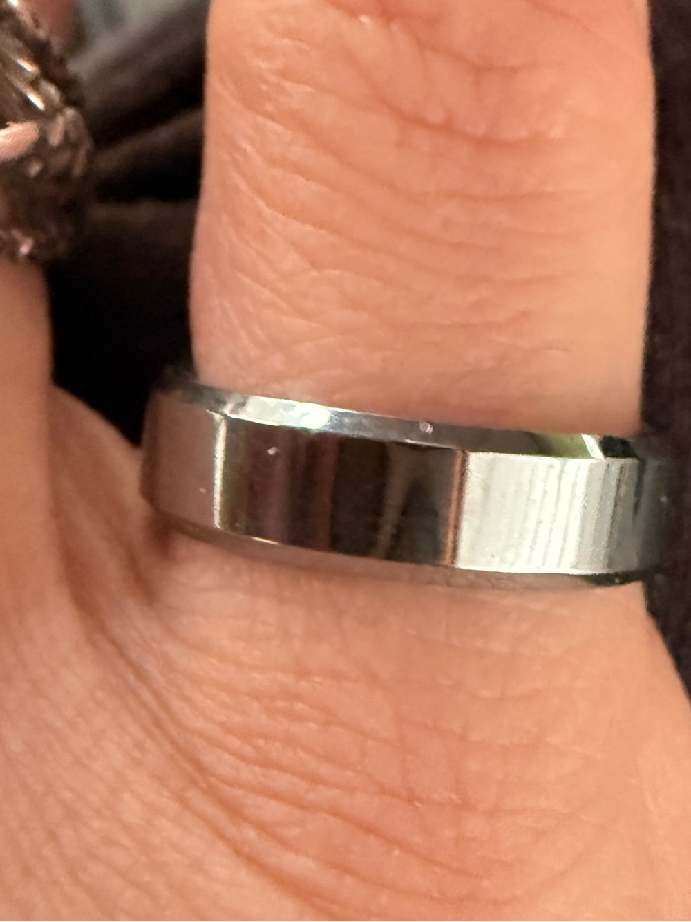 Polished Silver Tone Tungsten JVL Ring Sz 5.5